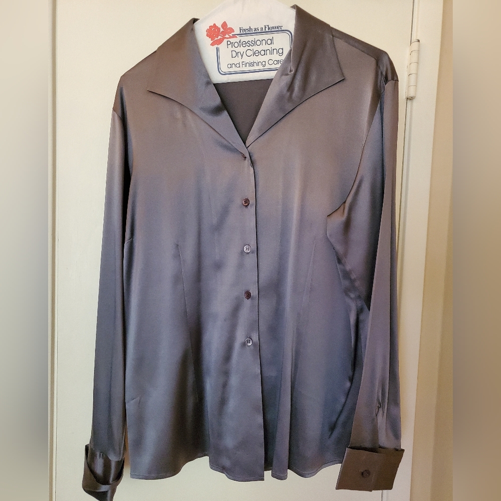 Women's long sleeve, Button down silk shirt